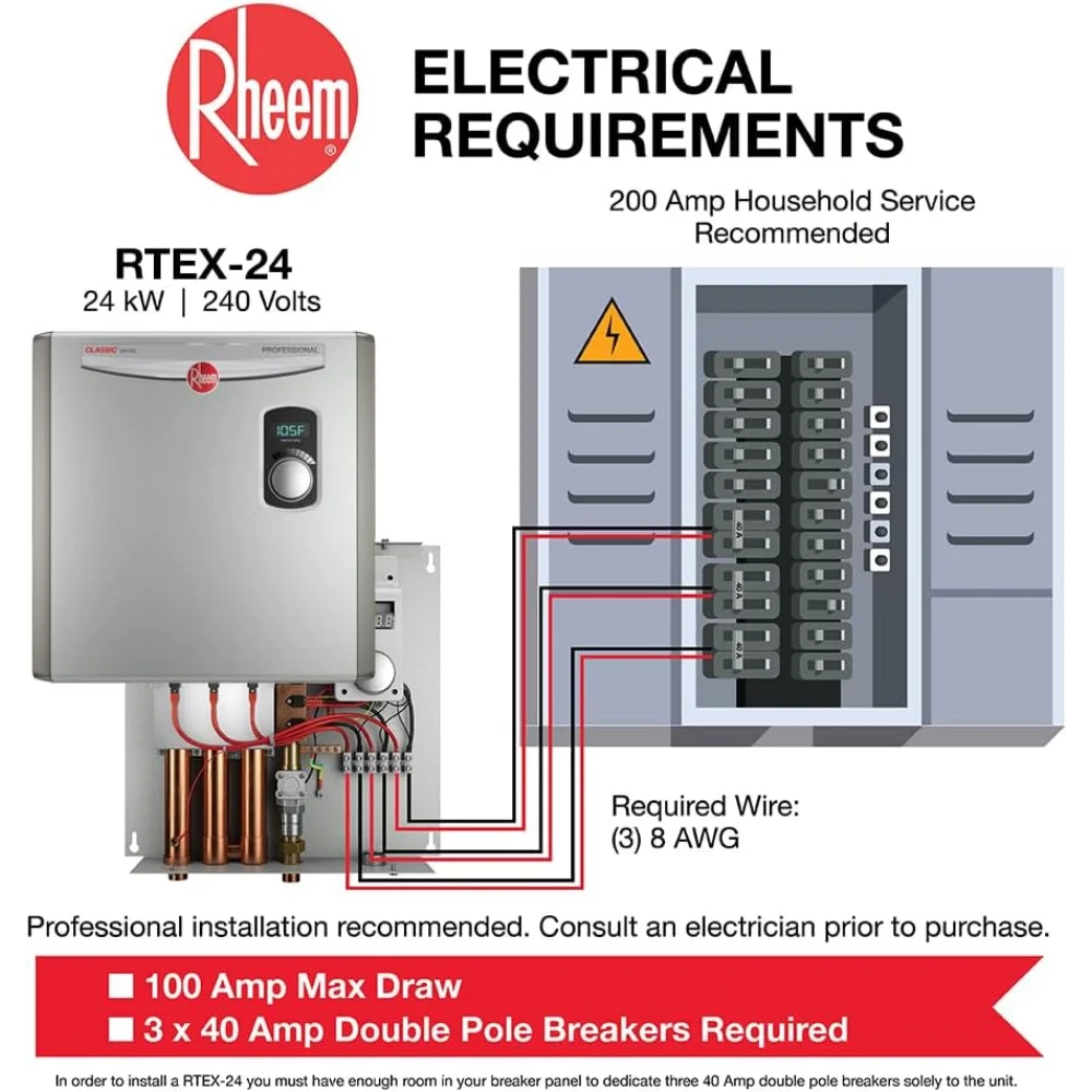 Imagem -03 - Rheem-aquecedor de Água Elétrico sem Tanque Aquecedor de Água Cinza 24kw 240v Rtex24