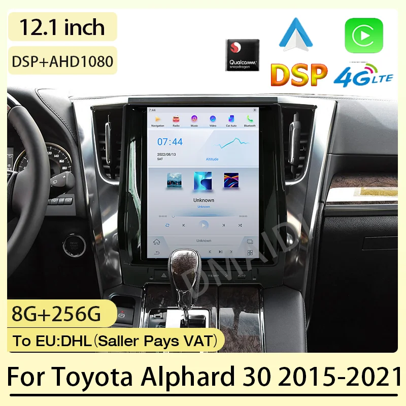 Navigation Tesla Style Car Multimedia For Toyota Alphard 30 2015-2021 CarPlay Android Auto Audio Video Player IPS Qualcomm DSP