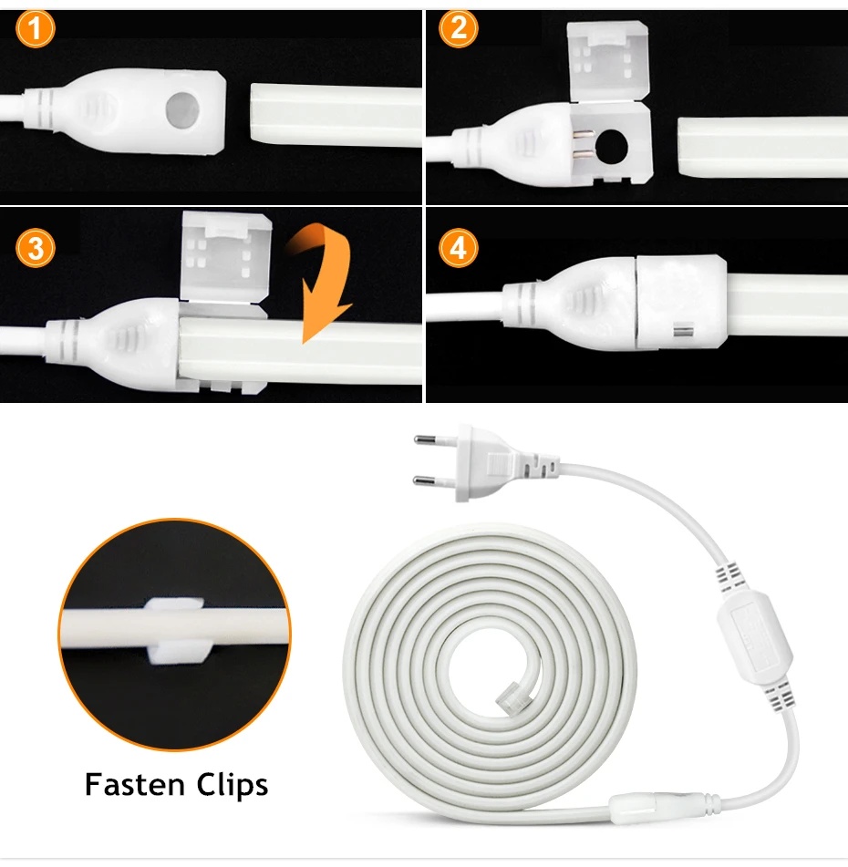 AU EU Power Switch Plug For 220V COB LED Strip Light 288Leds/m 10mm Width Connector Power Supply Plug With ON OFF Switch Cable view 4