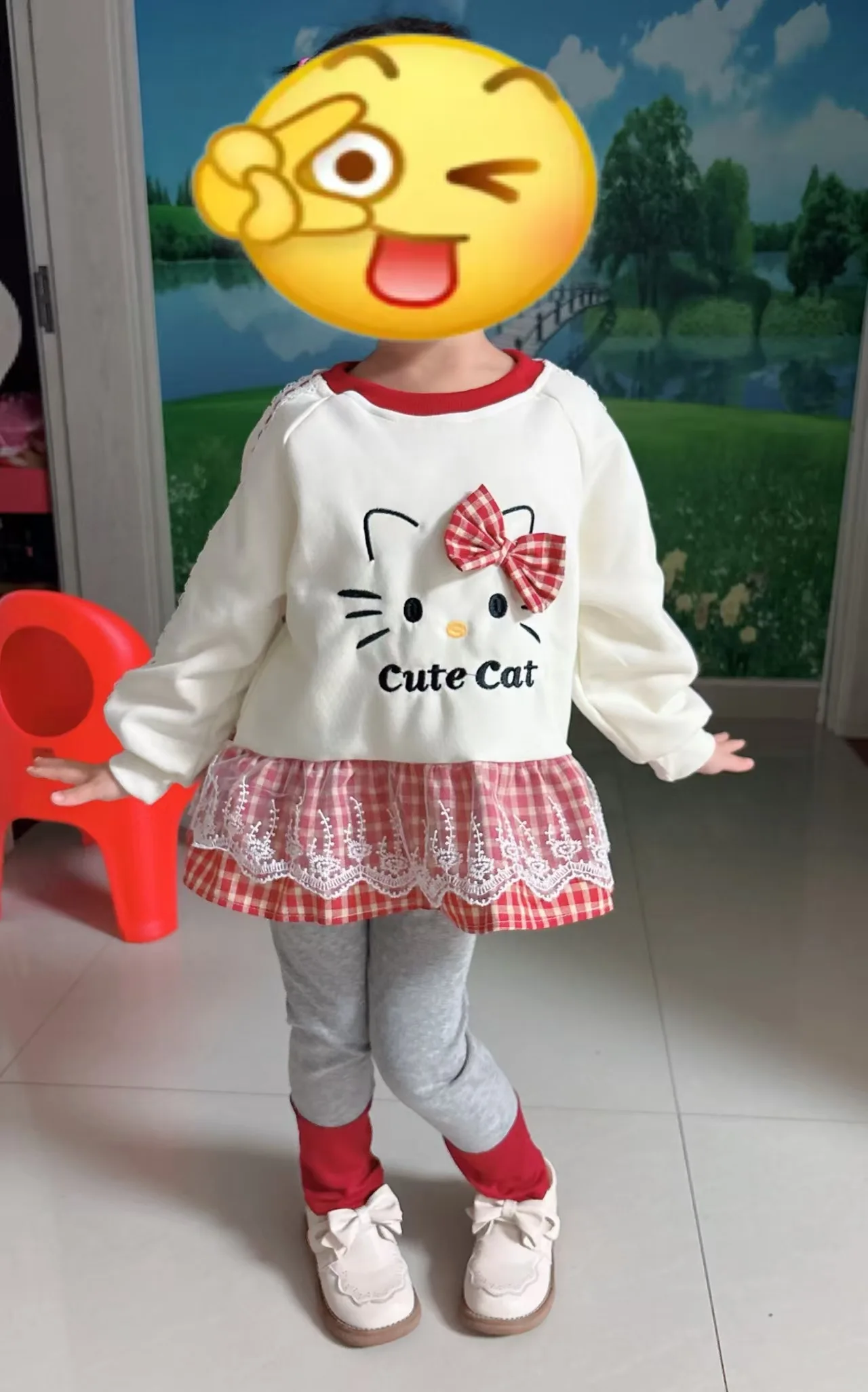

Kawaii Sanrio Hello Kitty Girl Long Sleeves Hoodie Trousers Set New Child Spring Autumn Cartoon Pullover Lace Skirt Jacket Pants