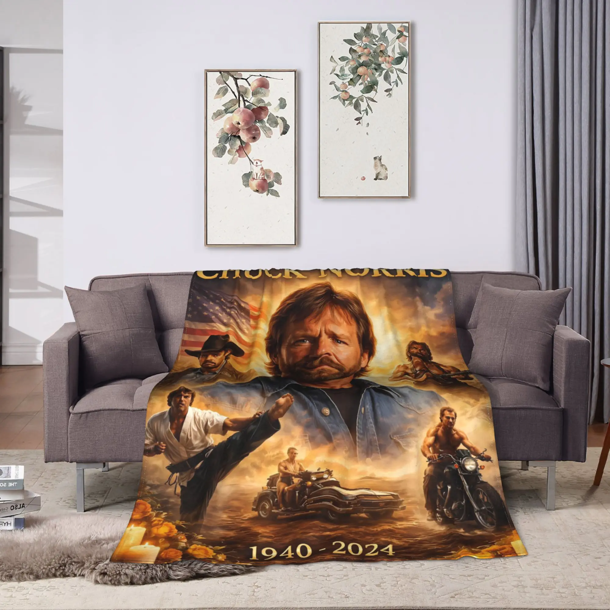 Chuck Norris Blankets  Warm Soft Funny Plush Throw Blanket For Couch Chair Decorative Flannel Bedspread Bed Cover