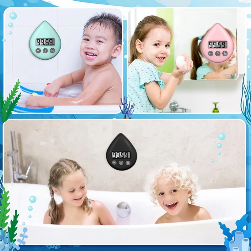 Shower Timer Digital Waterproof Kagnetic Small Shower Clock Alarm Energy Home Timer For Adults Kids 6Piece