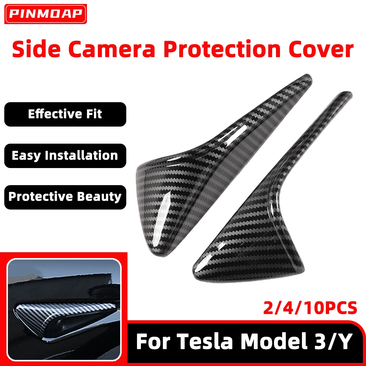 

PINMOAP Car Camera Protective Cover Is Suitable For Tesla Model 3 Y 2024-2025 Car Modification Parts Carbon Fiber Pattern