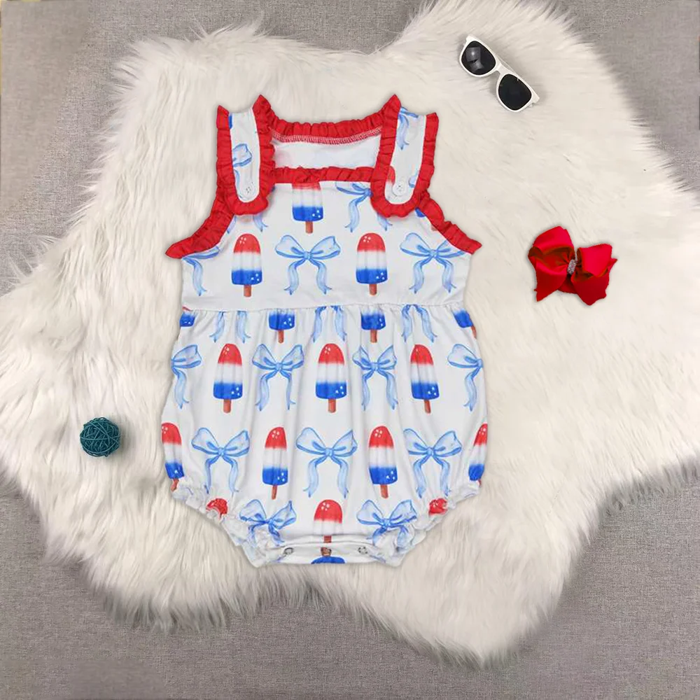 

Baby Infant Girls Popstick Bows Sleeveless Rompers