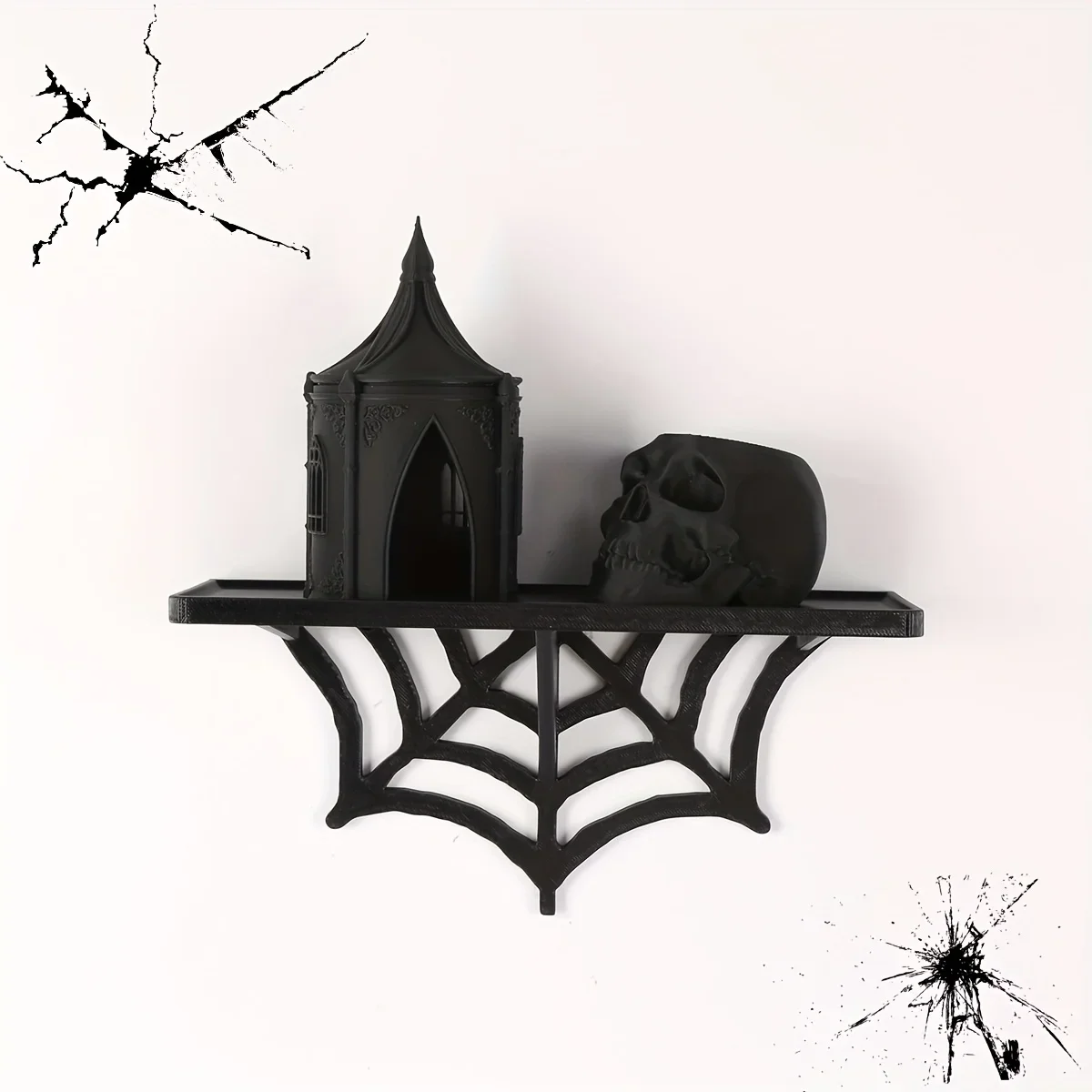 Vintage Gothic Wall Shelf Wall Mounted Decor Halloween Holiday Decoration Skull Gothic Arch