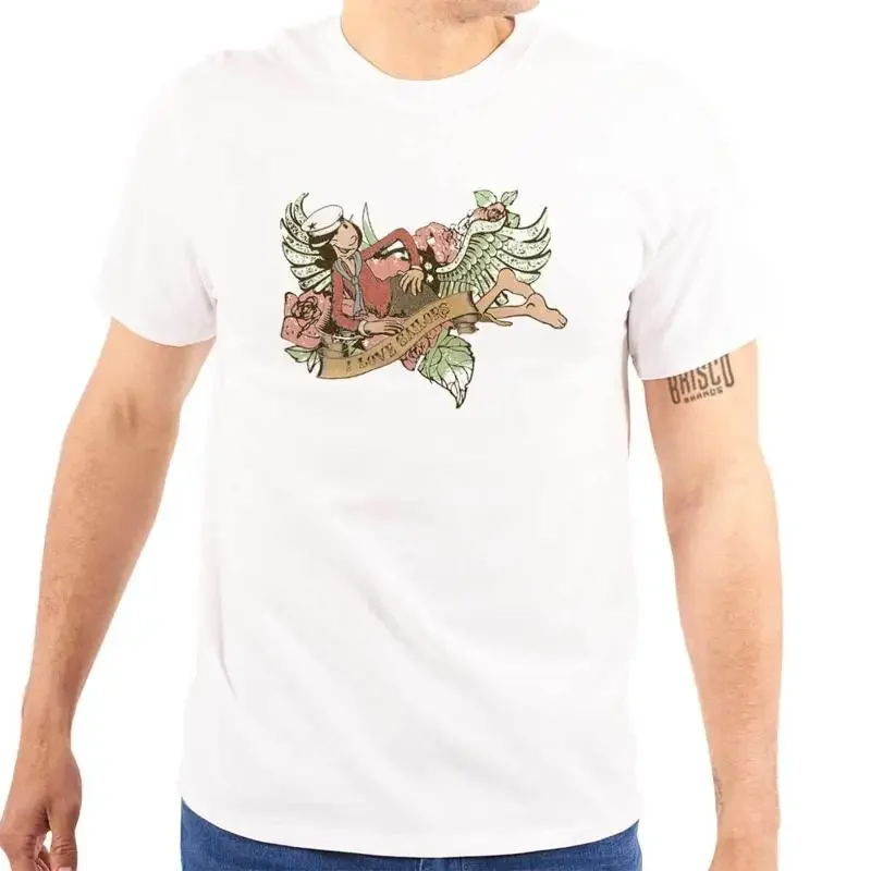 Olive Oyl Cartoon I Love Sailors Rose Tattoo Womens or Mens Crewneck T Shirt Tee