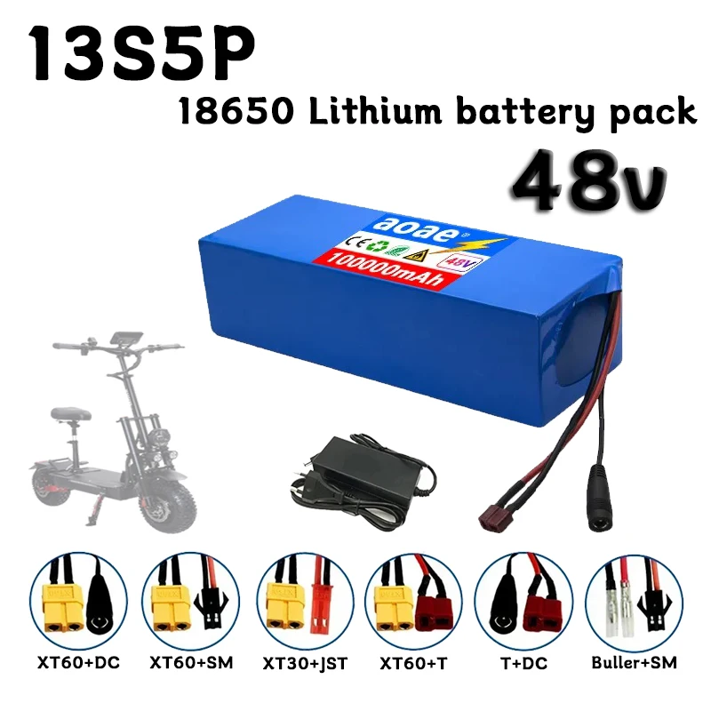 

48V 100000mAh 13S5P 18650 Lithium Battery Pack 48V 1500W electric bicycle battery Built in 50A BMS +Air transport