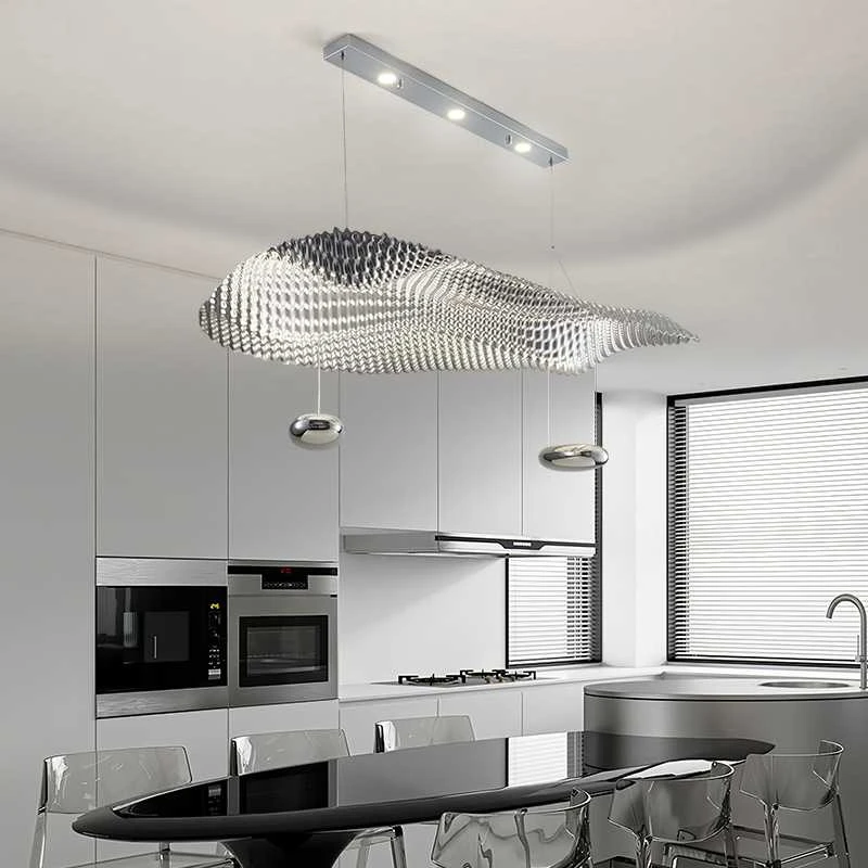 

Italian Designer Style Restaurant Special-shaped Led Lamps Modern Minimalist Study Bedroom Ceiling Lamp Villa Silver Chandelier