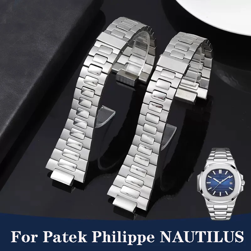 Watch Band For Patek Philippe Nautilus watchstrap men\'s 5711/1A010 series stainless steel watch chain convex mouth 25mm-13mm