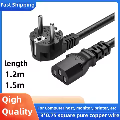 EU Power Cable Euro IEC C13 AC Power Extension Cord 1.2m 1.5m 3*0.75mm For PC Computer Monitor PSU Antminer Printer LG TV