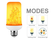 E26 E27 screw seat DC practical 12V flame flickering amber flame effect LED bulb,  low-voltage lighting in home landscapes