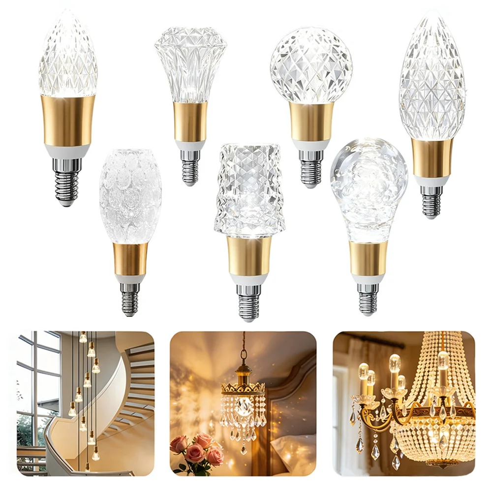 Super Bright LED Crystal Bulb Warm Light Neutral Light White Light E27/E14 220V Home Light Dining Room Chandelier Living Room