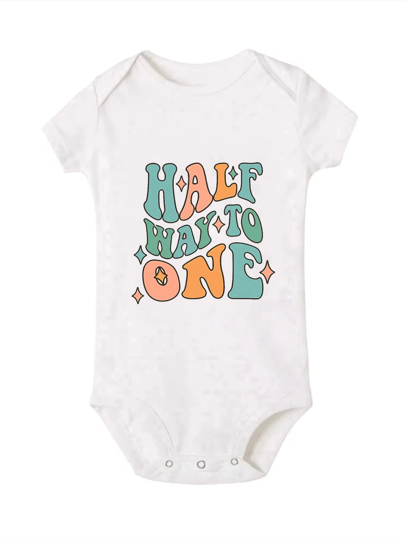 Half Birthday Cake Pattern Pattern Baby Romper Infant Short Sleeve Jumpsuit Funny Newborn Unisex Bodysuit, Perfect for Outdoor