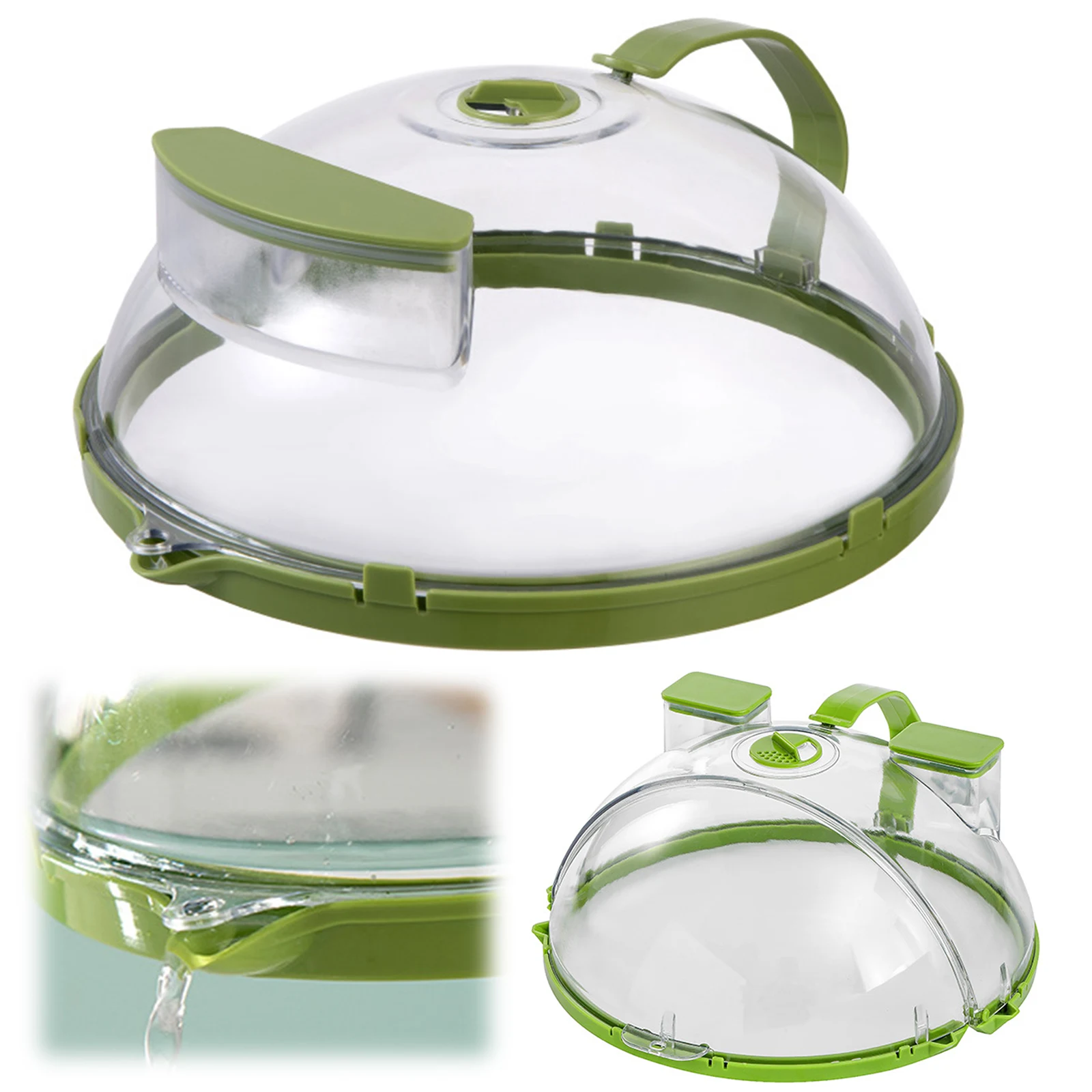 Food Microwave Cover with Water Steamer Vent Clear Plate Covers with Handle Splatter Guard Cookware Lid Home Kitchen Gadgets