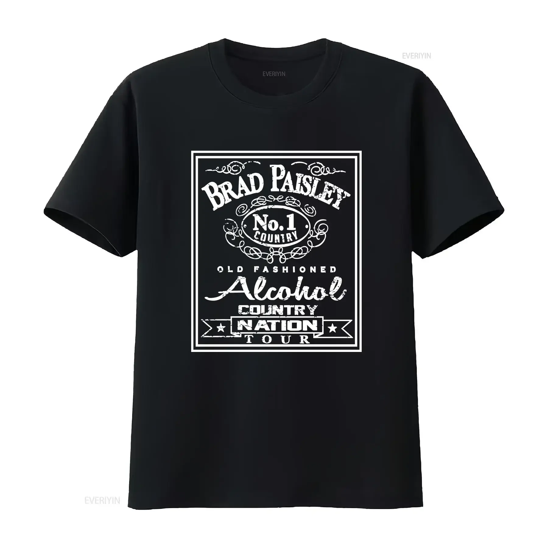 Brad Paisley T-Shirt Herren Größe L Schwarz Rundhals Country-Musik Konzert Tour Alkohol Erwachsene Lange oder Kurze Ärmel Vintage Gewaschen Unisex