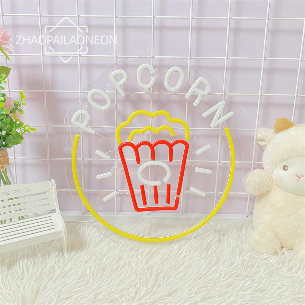 Imagem -05 - Neon Popcorn Neon Food Sign Poster Club Bar Decoração de Restaurante Wall Art Decor Led Lamp Signboard