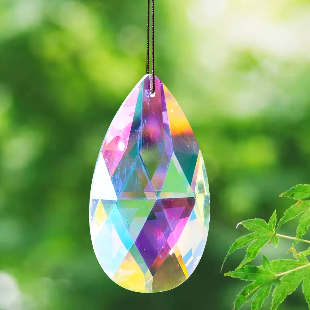 

75mm AB Color Tear Drop Crystal Sun Catcher Prism Chandelier Replacement Parts Rainbow Maker Hanging Glass Crystal Pendant Decor