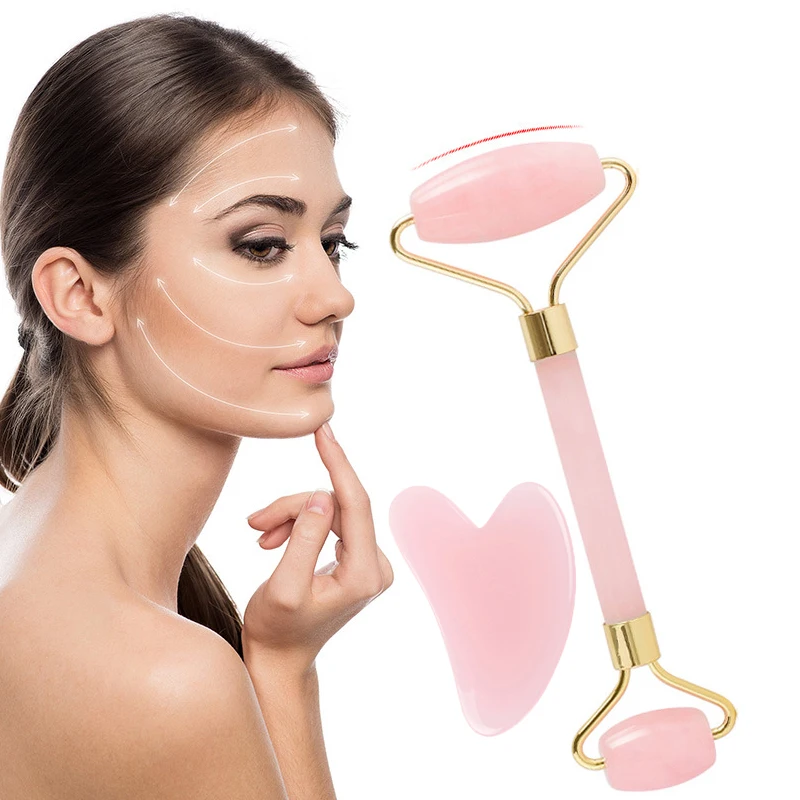 Face Roller Massager Gua Sha Scraper Set Facial Skin Care Tool Guasha Massage for Face Neck Skin Wrinkle