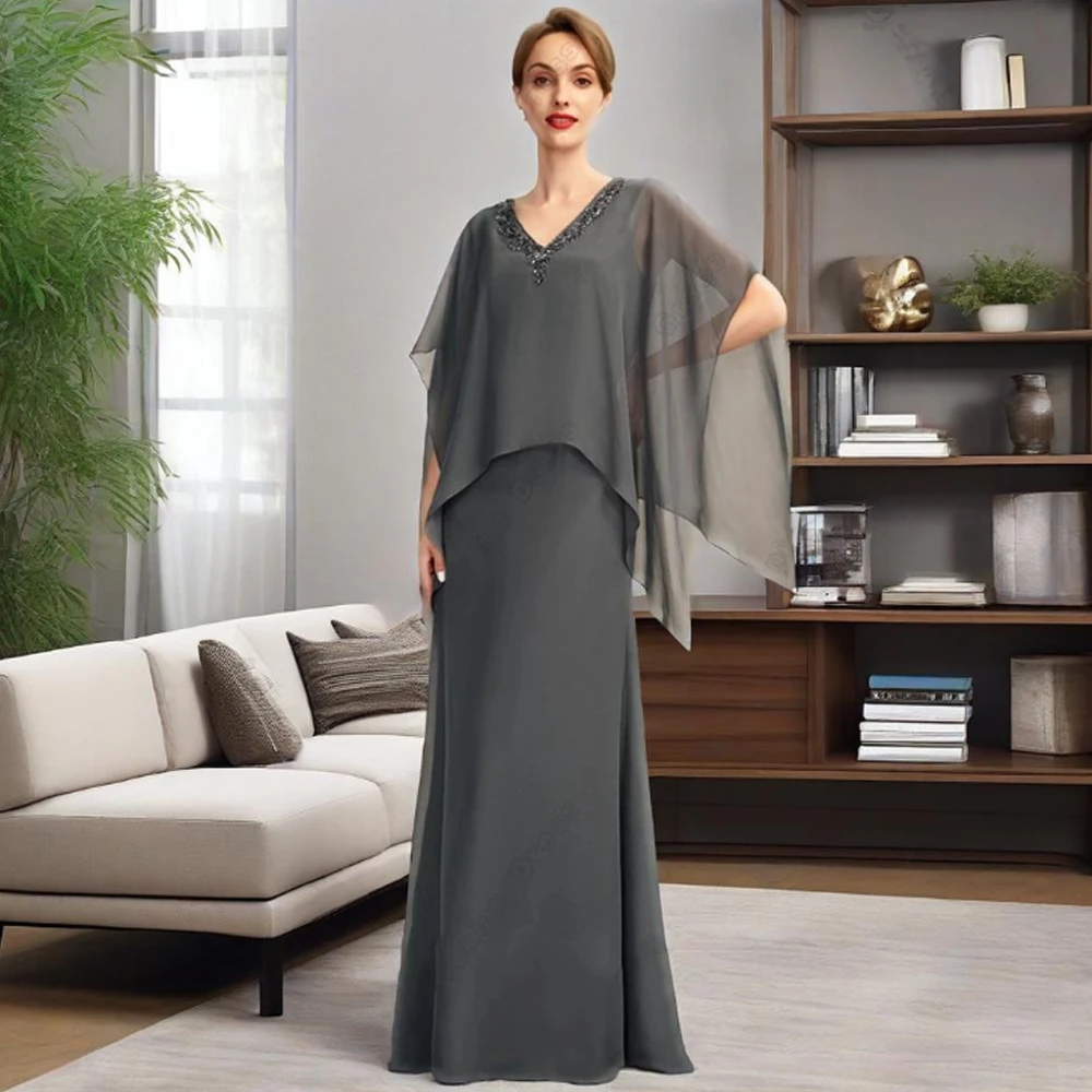 

Beach Grey Mother of Bride Dresses for Women Sleeveless Strapless Wedding Party Gowns with Lace فساتين اطفا