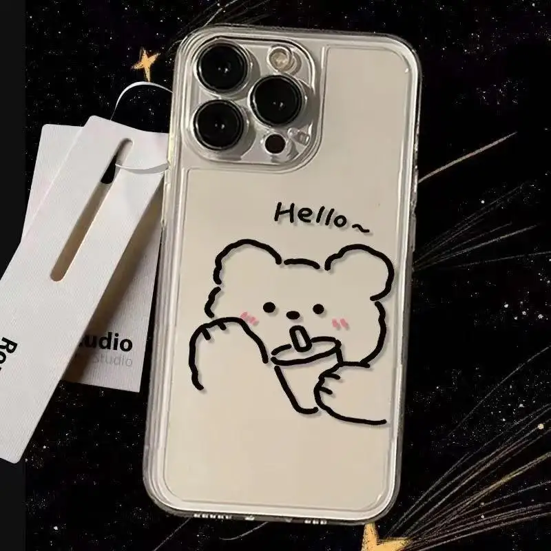 Coque de téléphone Hello Bear pour iPhone, coque transparente pour iPhone 16 15 14 13 12 11 Pro XS MAX 7 Poly 8 7 Plus