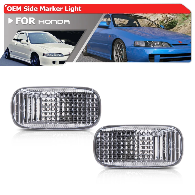 Fits For Honda Integra DC5 Type R Models 2002-2006 Front OEM Side Marker Lights Clear/Smoked Lens