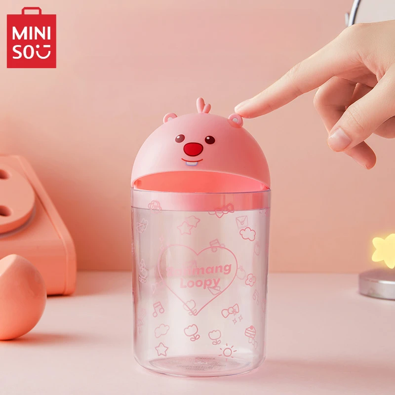 MINISO LOOPY سلسلة سطح المكتب الوجه العلوي تخزين دلو لطيف السرير سلة المهملات مضمد الديكور الحلي هدايا عيد الميلاد والألعاب