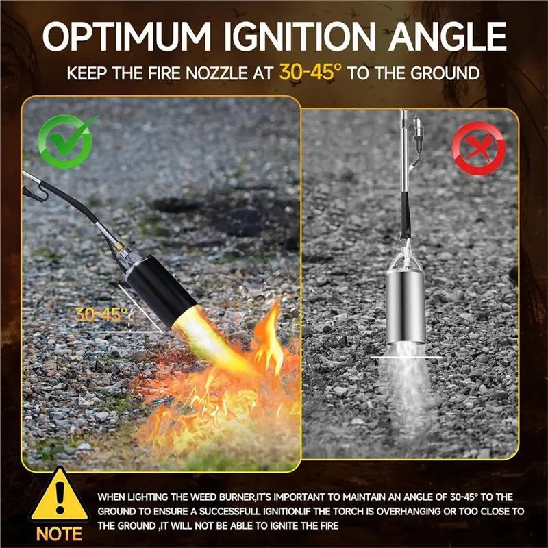 A93Z Propane Torch Burner Flame Control Blow Torch With Turbo Trigger, Flame Thrower For Garden Weed Burning