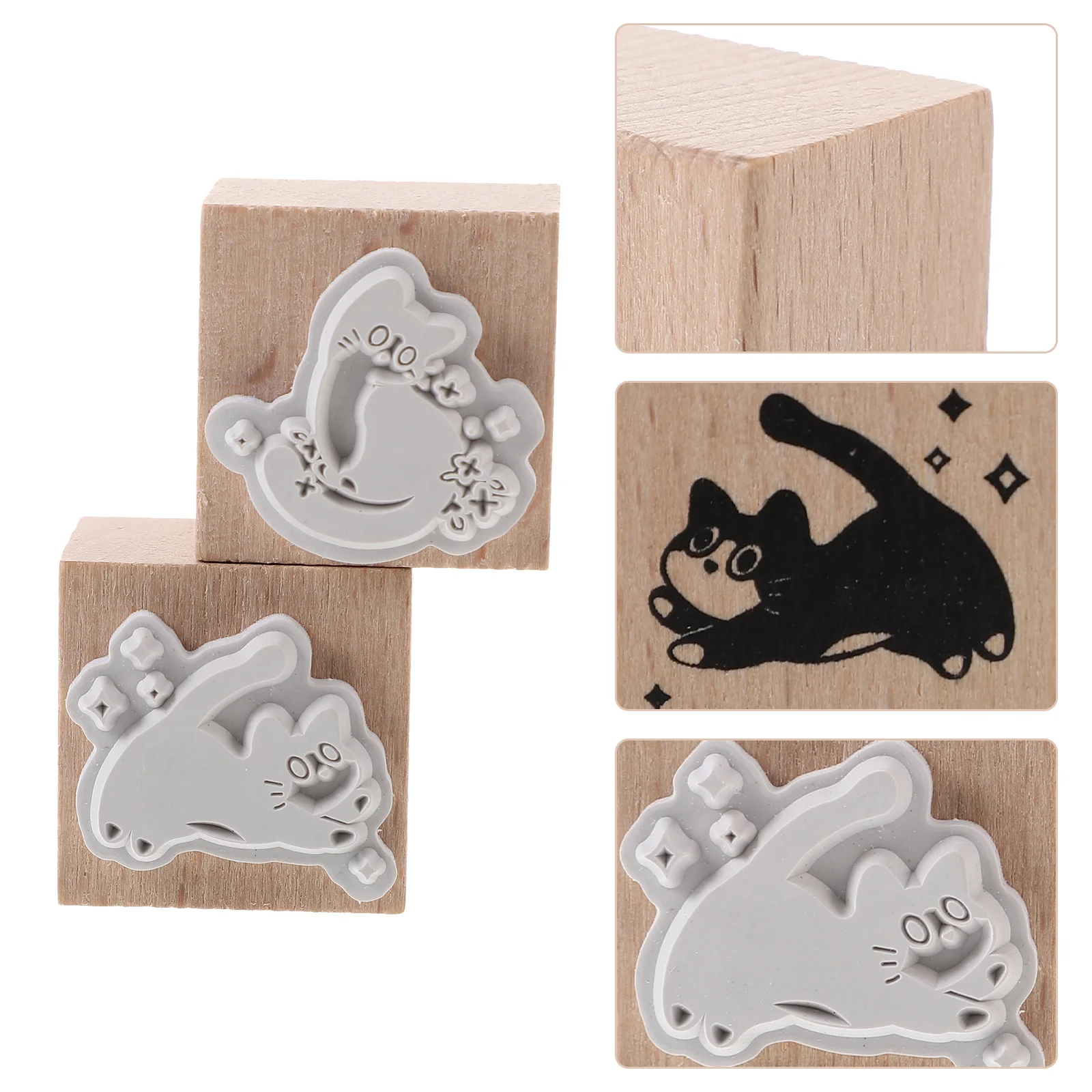 

2Pcs Scrapbook Wooden Stamps DIY Rubber Stamp Set for Craft Cards Journal Handmade Decoration Stamps Rubber Stamp