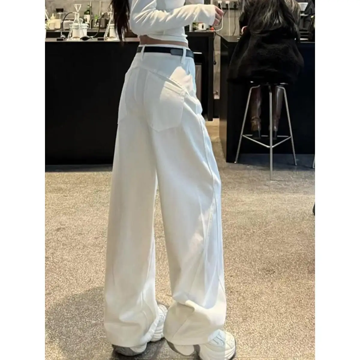 

Retro American Denim Jeans Women's Wide Leg Pants Pear ape Loose High Waist Slimming Knife Casual Cotton Blend