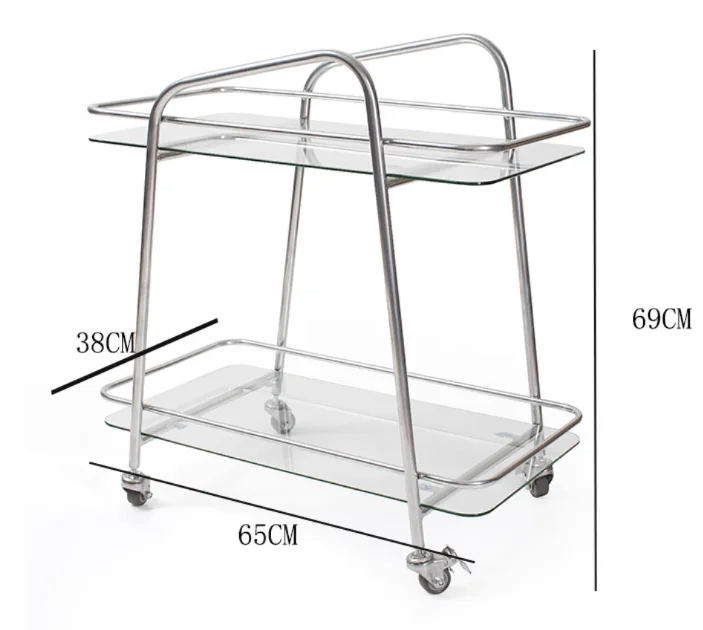 Stainless Steel Medieval Small Cart Multilayer Folding Glass Storage Tea Edge Table Ins Dining Car Mobile Storage Rack