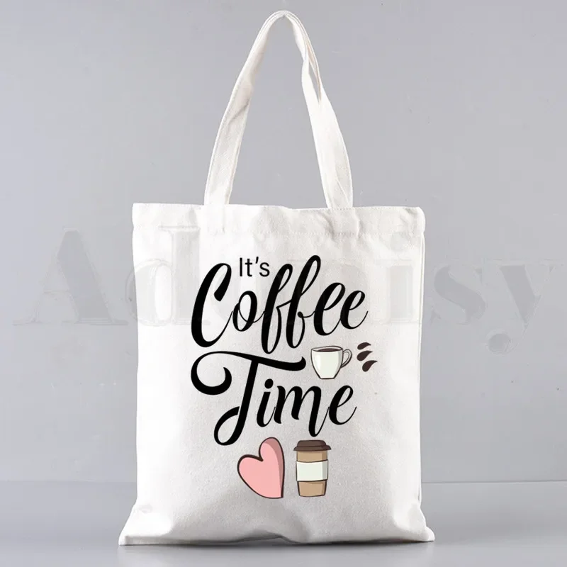 Ok But First Coffee Time Graphic Fashion Handbags Shoulder Bags Casual Shopping Girls Handbag Women Elegant Canvas Bag