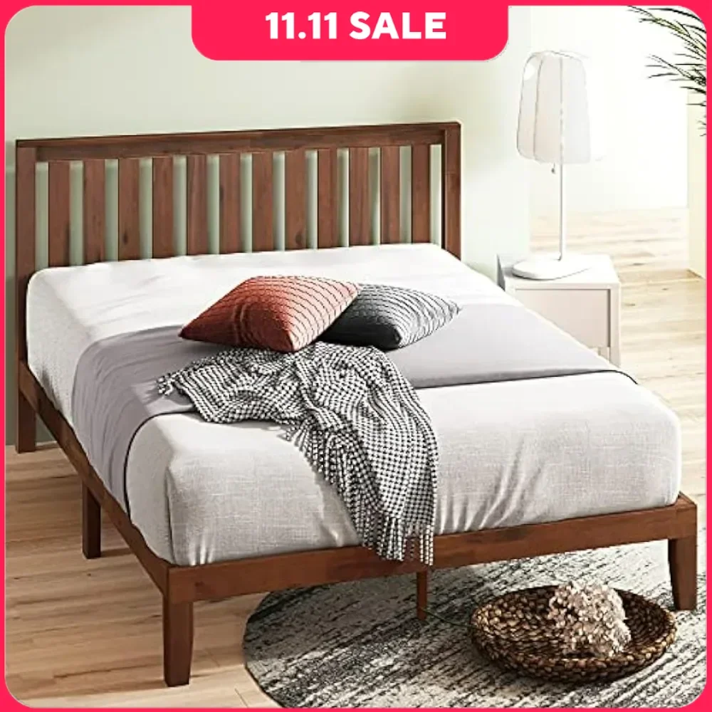 Wood Platform Bed Frame with Headboard / Wood Slat Support / No Box Spring Needed / Easy Assembly,Beds