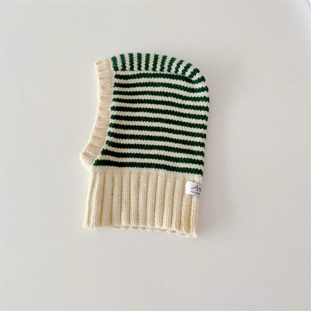 Simple Striped Scarf Hat Keep Warm Hood Children Windproof Cap Beanie Headgear Winter Ear Protection Cap Hiking