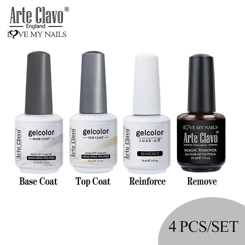 

Arte Clavo Гель-лак для ногтей, долговечный, гибридный, 4 шт./компл., средство для удаления верхнего базового покрытия, усиленный гель, быстрая доставка, маникюр