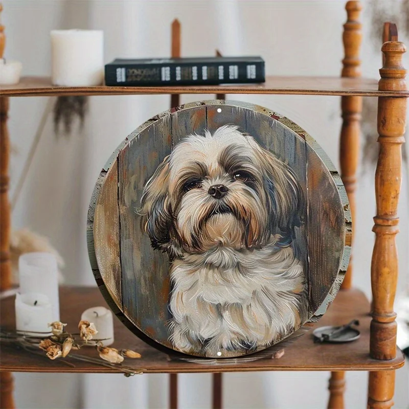 Shih Tzu Dog Aluminum Wall Sign, UV and Scratch Resistant, Easy-Hang, Outdoor and Indoor Decor, Art Display, Cute