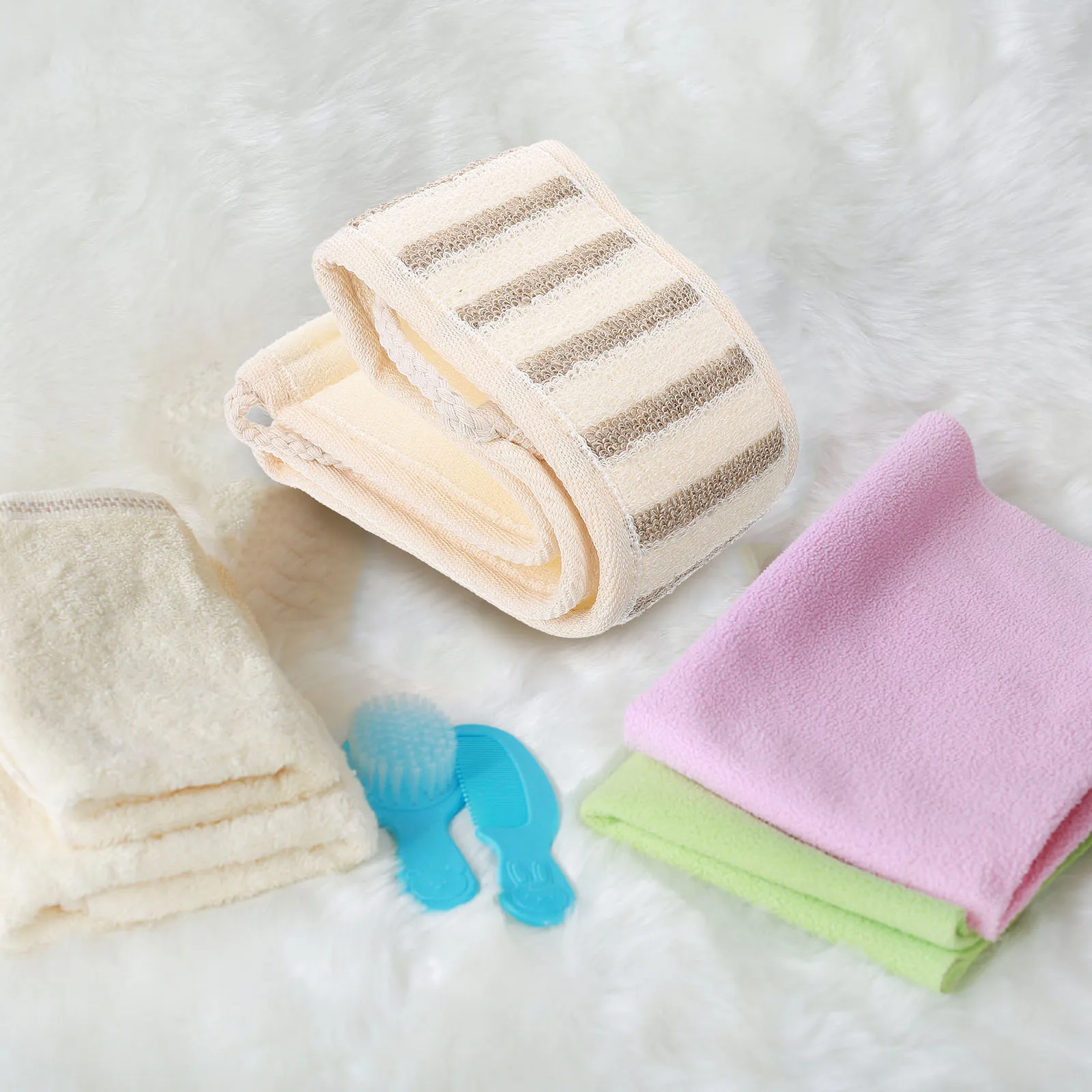 

Long Bath Exfoliating Exfoliating Scrubber Back Scrubber Linen Material Gentle Skin Friendly Shower Tool Bath Supplies