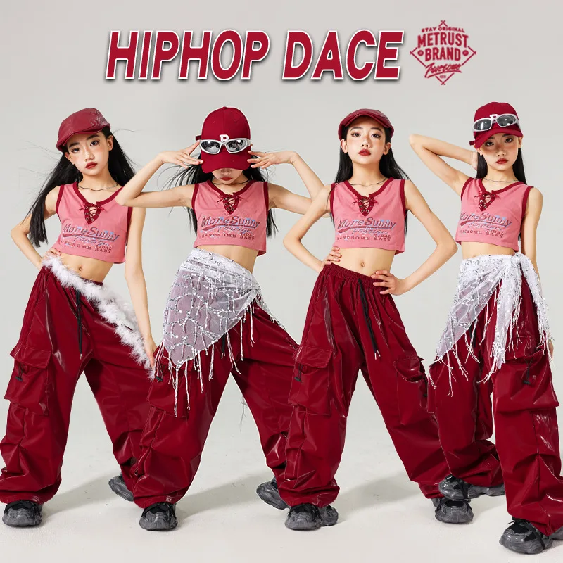 حروف وضع المحكمة K-pop Haut حروف رياضية للركض بنطلونات fille group vêtements مجموعات enfants الهيب هوب ملابس الشارع الشهير