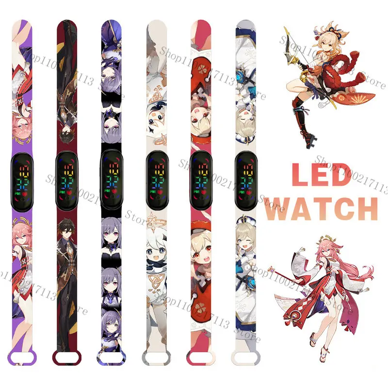 

Genshin Impact Children's LED Electronic Watches Anime figure Venti Xiao Keli Hung Touch Waterproof kids Watch birthday gifts