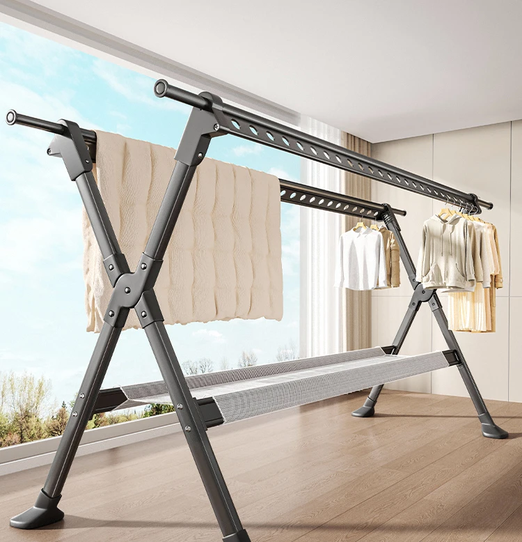 

drying rack, floor, household, balcony, folding, clothes pole, indoor and outdoor clothes, telescopic