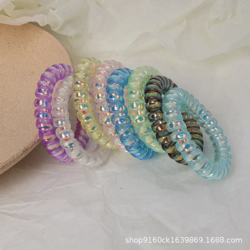 كبير جريئة حورية البحر جي خط هاتفي الشعر الدائري الليزر الملونة الشعر حبل تعادل الشعر شريط مطاطي رئيس حبل إكسسوارات الشعر الإناث #4