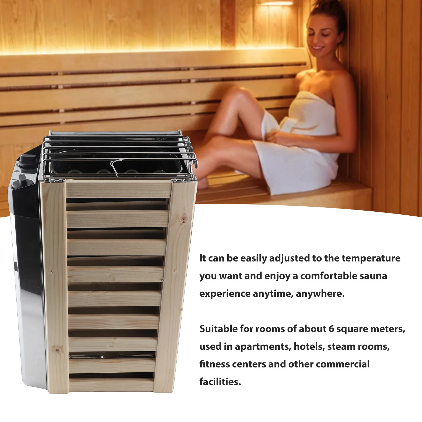 Electric Sauna Stove Sauna Heater 3.6KW 110V Internal Control Stainless Steel Sauna Heating Stove for Home Hotel Steam Room