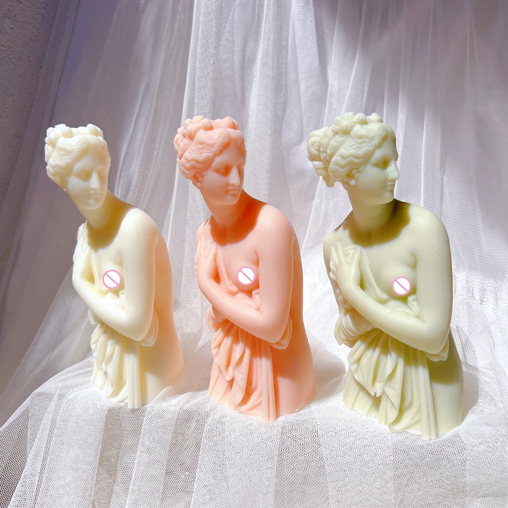 Venus Italica Statue Candle Mold Goddess Bust Silicone Mold Lady Figurine Sculpture Art Wax Candles Mould