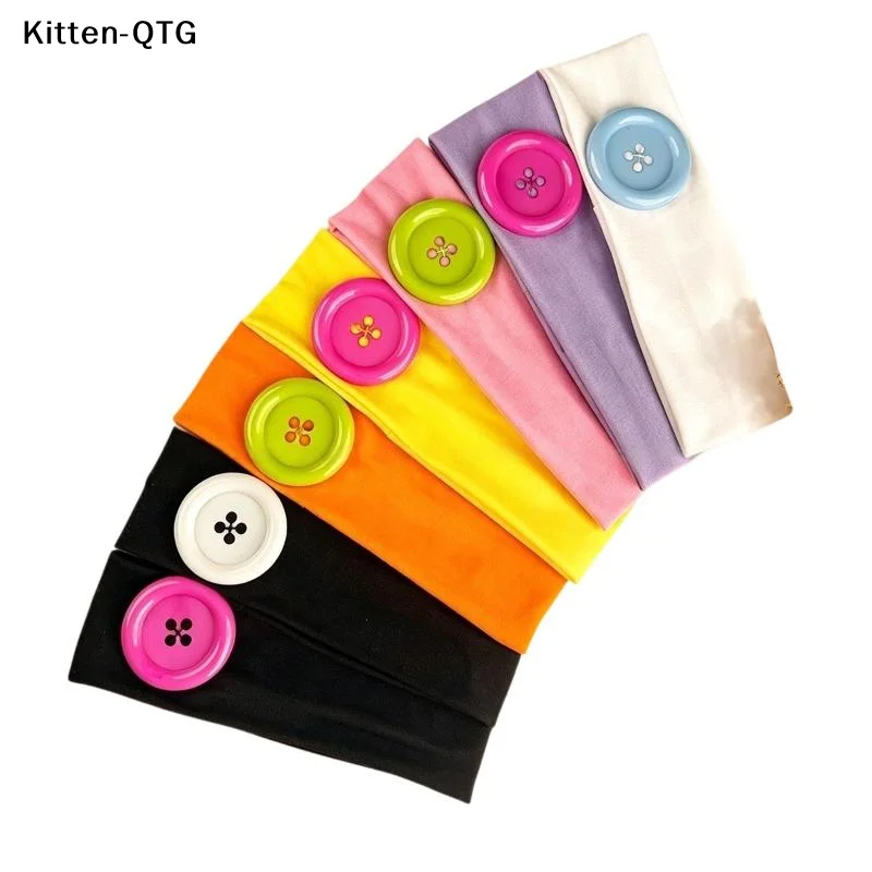 

Summer Dopamine Large Button Wave Dot Headband Fashionable Ins Style Elastic Headband Colorful Hair Accessories For Women Girls