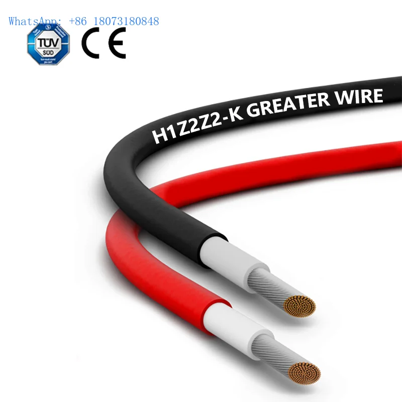 Greater Solar Power Cables H1Z2Z2-K/PV1-F PV DC Wire Solar Cable 4mm 6mm 10mm2 For Solar Panel