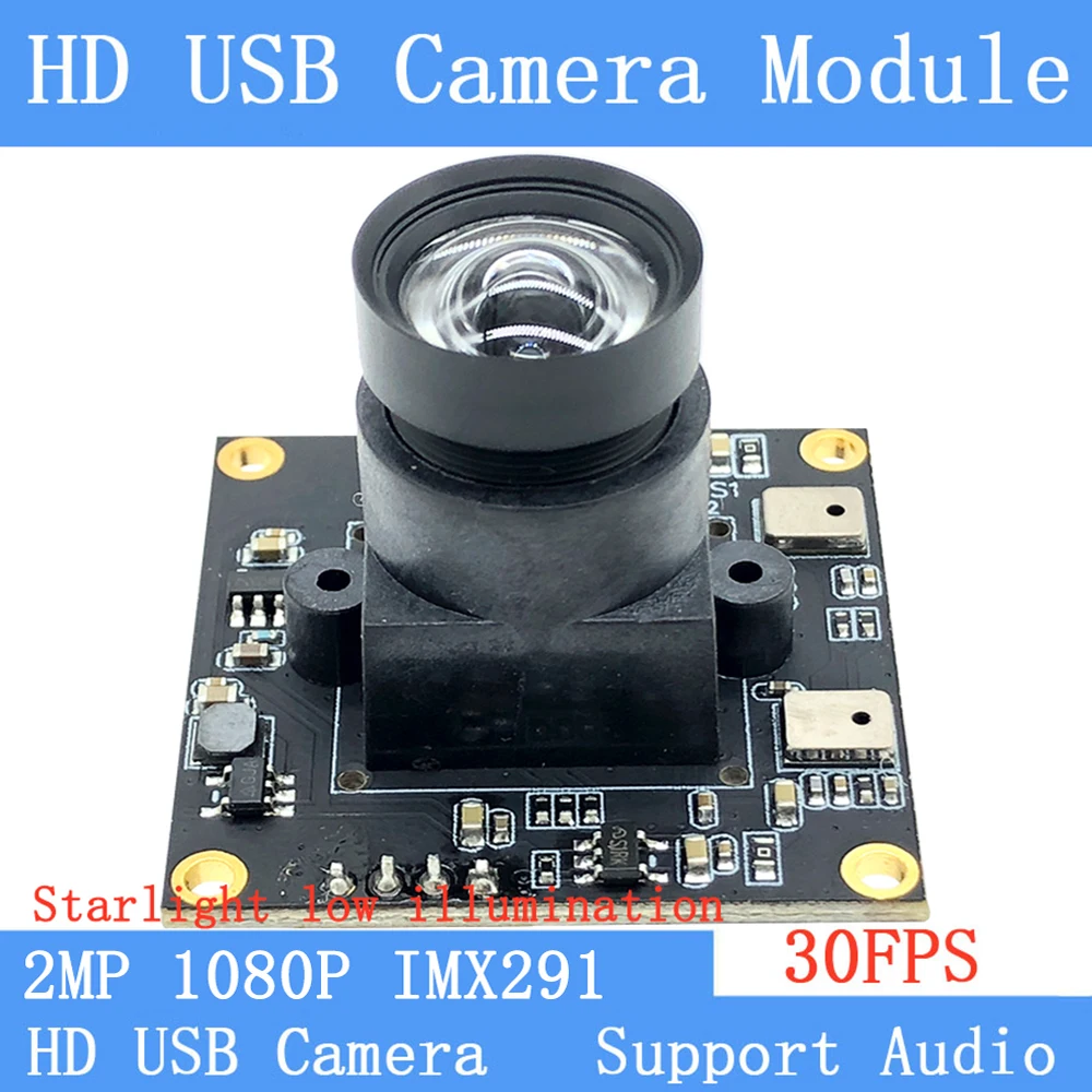 Non Distortion Surveillance Camera Star Light Low illumination 2MP IMX291 Full HD 1080P Webcam UVC 30FPS USB Camera Module