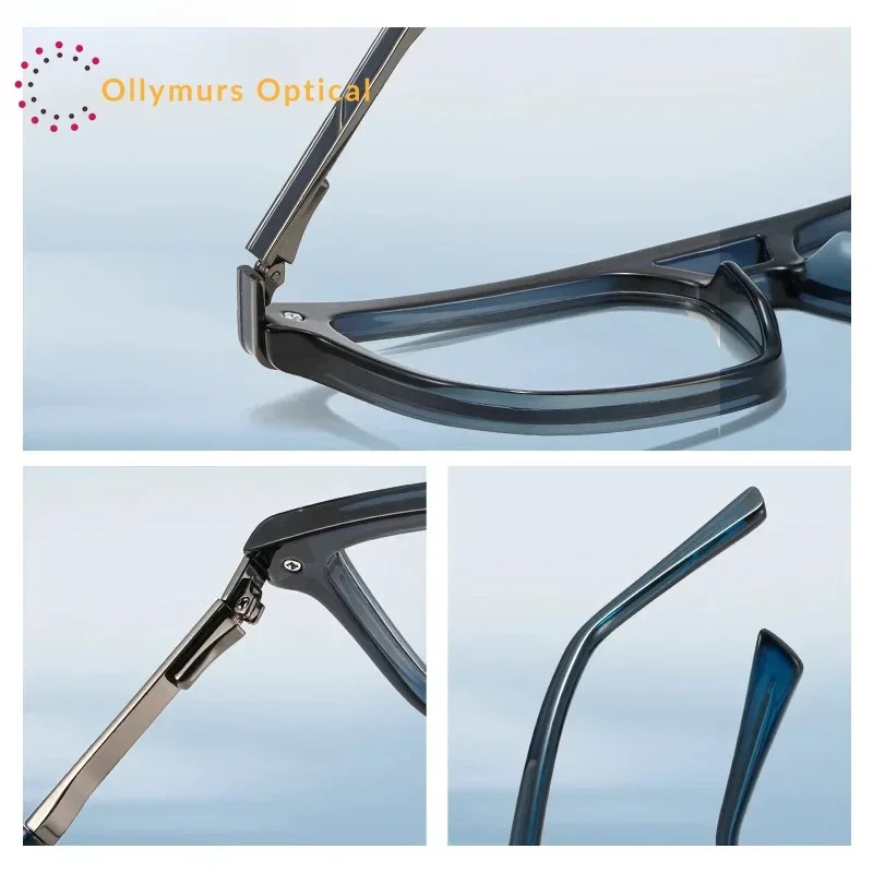

Ollymurs New Anti-blue Light Reading Glasses Can Be Large Frame Geometric Square Design Simple Men's Customized Prescription