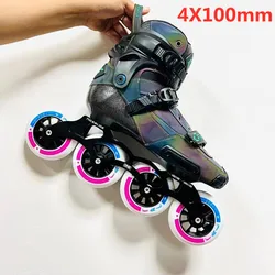 Botas de fibra de carbono para adultos, 4x100mm, 3x110mm, 84mm, 100mm, 110mm, 3 ruedas, velocidad en línea, patines Slalom, rollo de carreras callejeras