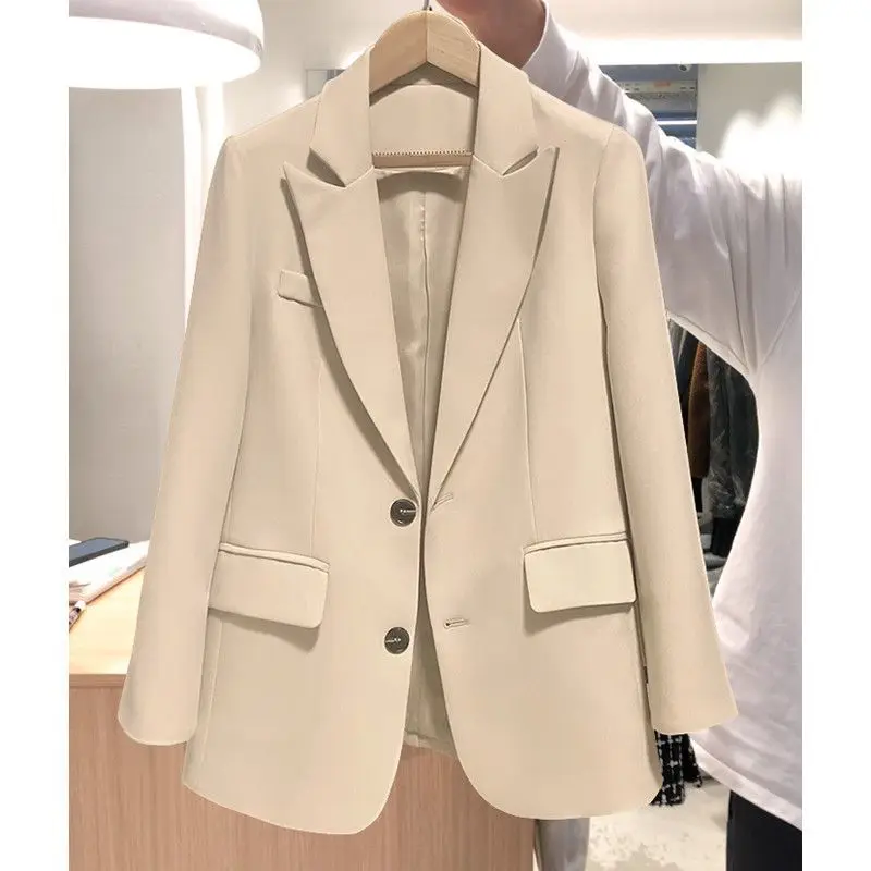 

Women's Fall/Winter Retro Casual Cropped Blazer Suit Coats Commuting Solid Color Loose Single-breasted Blazers Woman Clothing