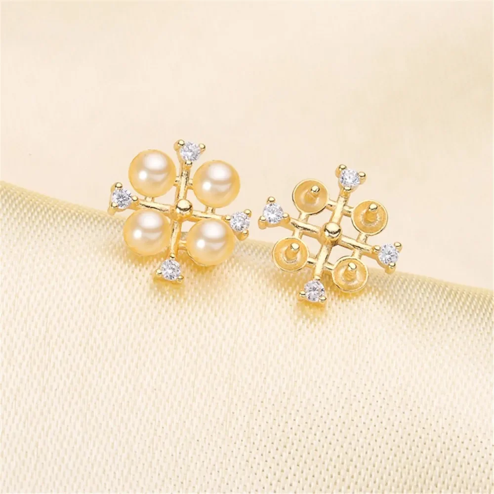 925 Silver Pearl Beads Stud Earrings Setting Base Diy Jewelry Making Findings&Components No Pearl E013