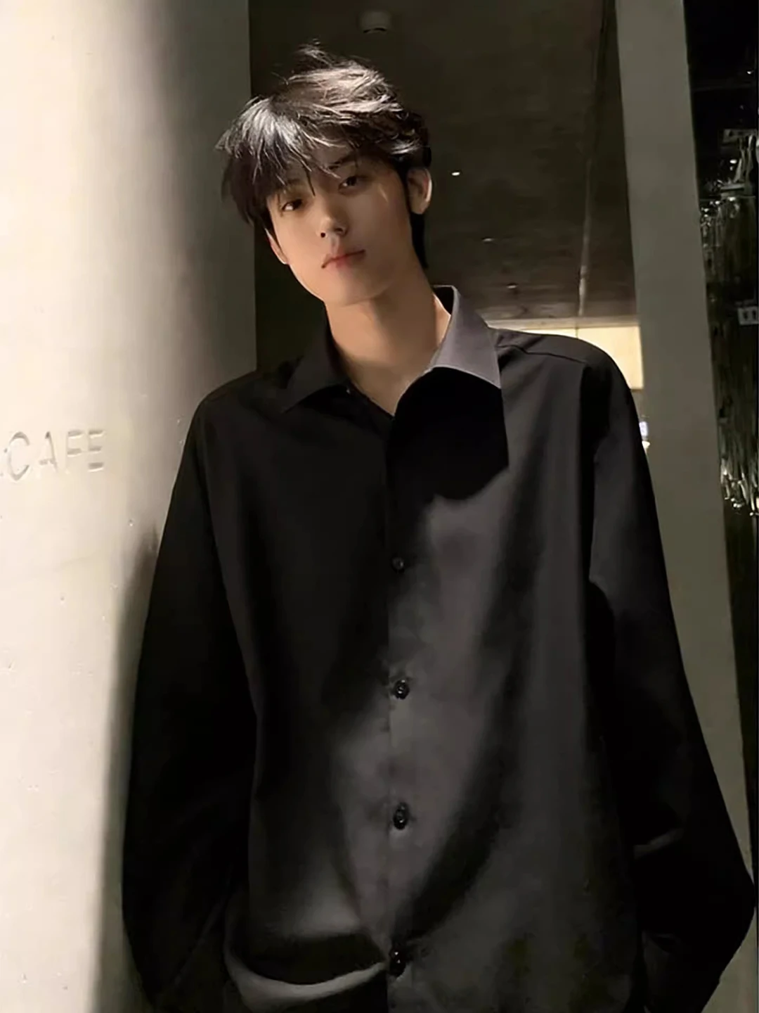 

Men's Long Sve Fce Lined irt Cleanfit Suit Sle Winter Warm Underwear Base Layer Loose Fit Button up Casual Busin